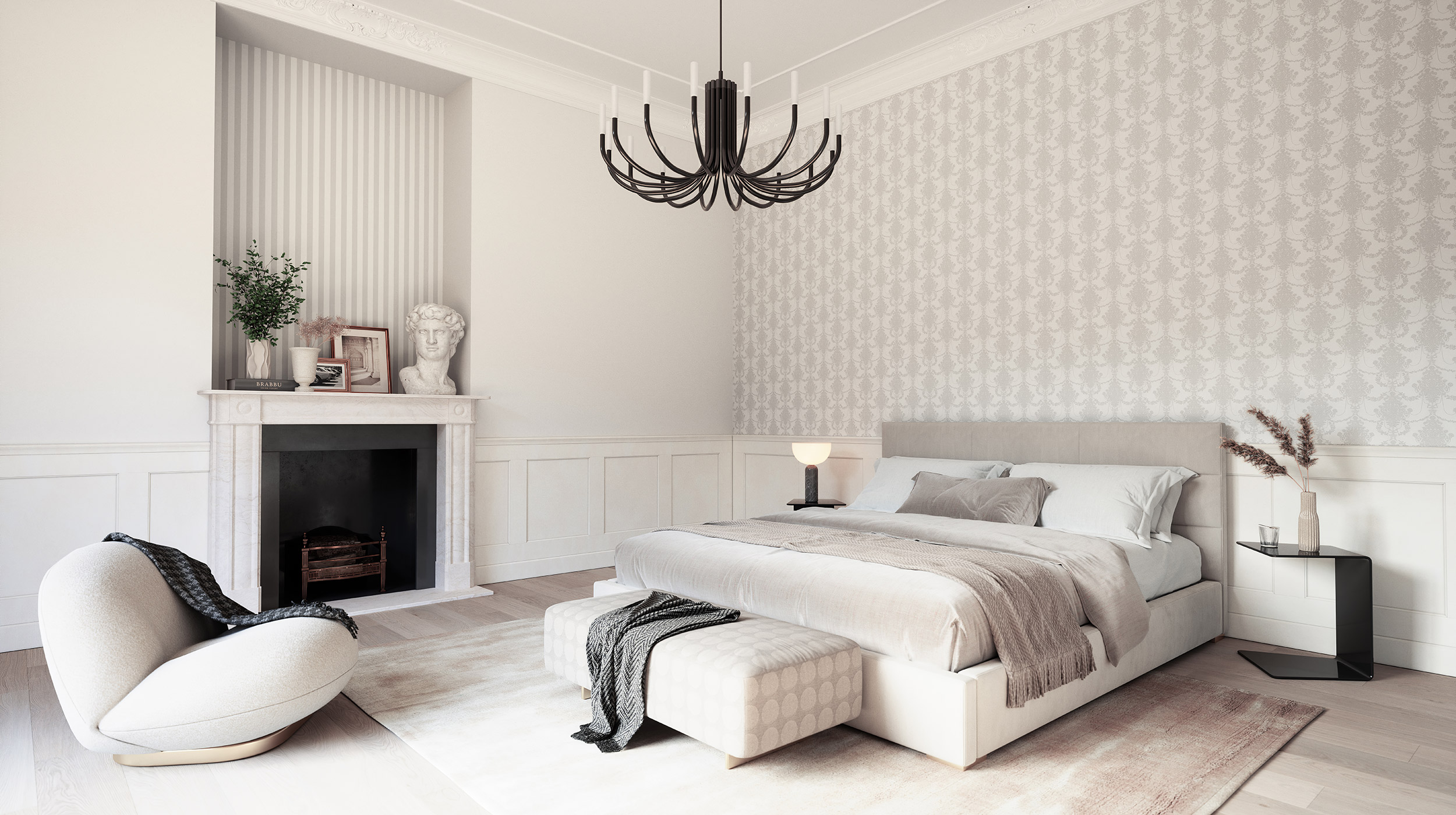 Design FELICITÈ Geometrische Tapete mit Ornament design in hellen Farben