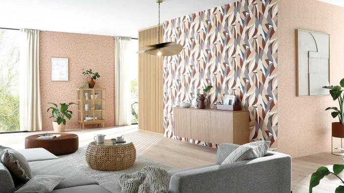 Modernes Wohnzimmer in warmen Terracotta Farben