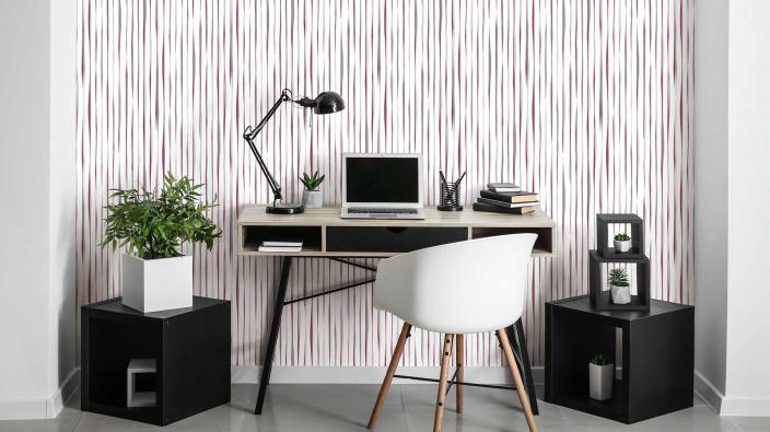 modern homeoffice, paste the wall with fine stripes