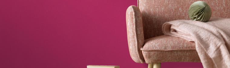 Vliestapete pinke Unistruktur Kollektion Colour Stories Sessel rosa, bücher