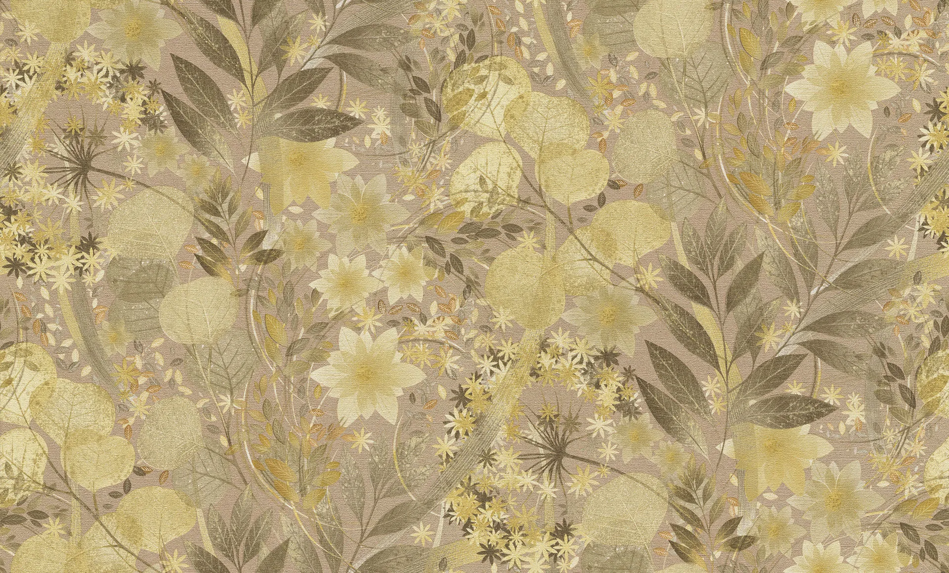 Vliestapete Blumenwiese in mattem gelb