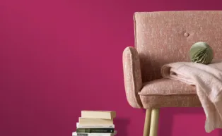 Vliestapete pinke Unistruktur Kollektion Colour Stories Sessel rosa, bücher