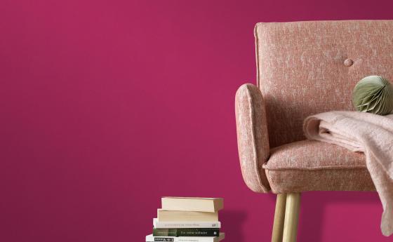 Vliestapete pinke Unistruktur Kollektion Colour Stories Sessel rosa, bücher